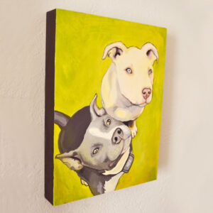 Product photo of the pet portrait in oils on wood panel